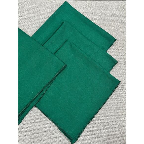 Vintage Handmade Linen Napkins Set of 6 Green Cloth Dinner Napkins 16x17 - Picture 4 of 8